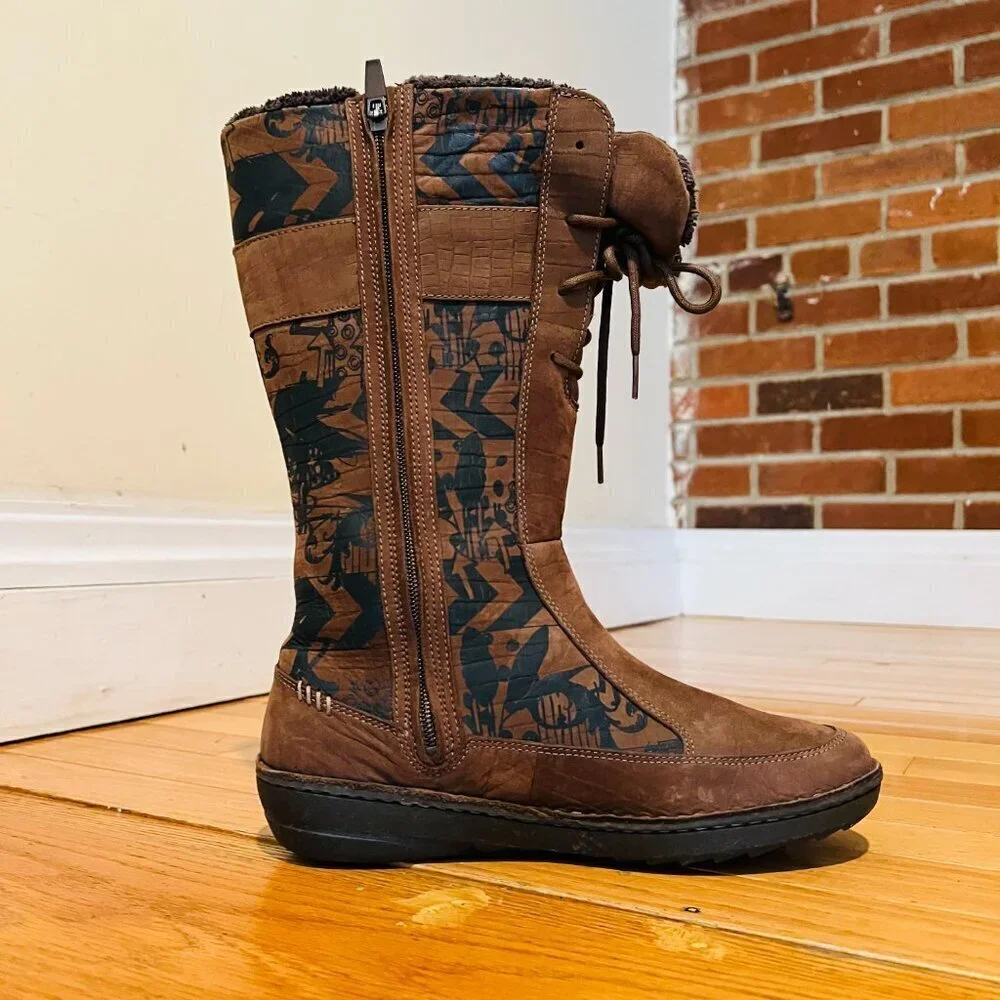 TEVA Kiru Brown Nubuck Leather Aztec Fleece Lined Mid Calf Boots Women's 8.5 - Picture 16 of 16